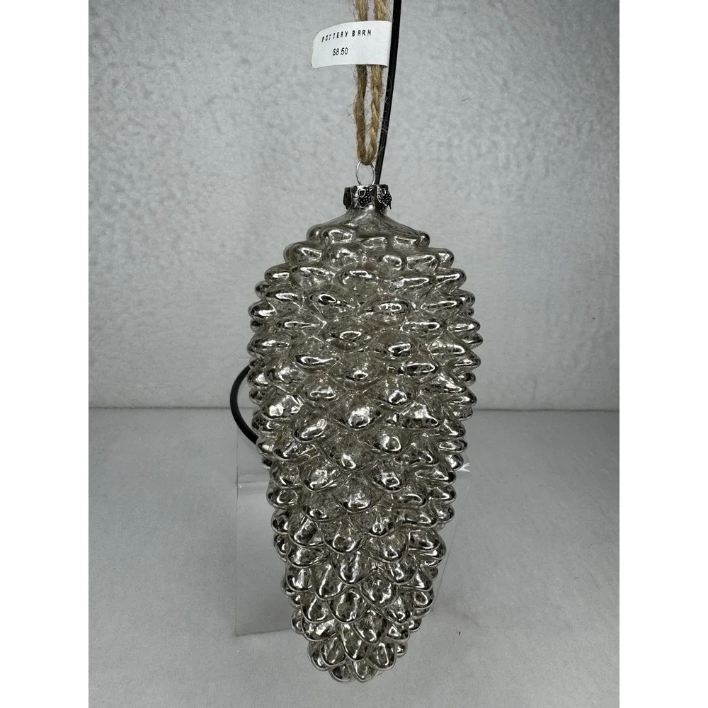 Pottery Barn Mercury Glass Pinecone Christmas Ornament 7